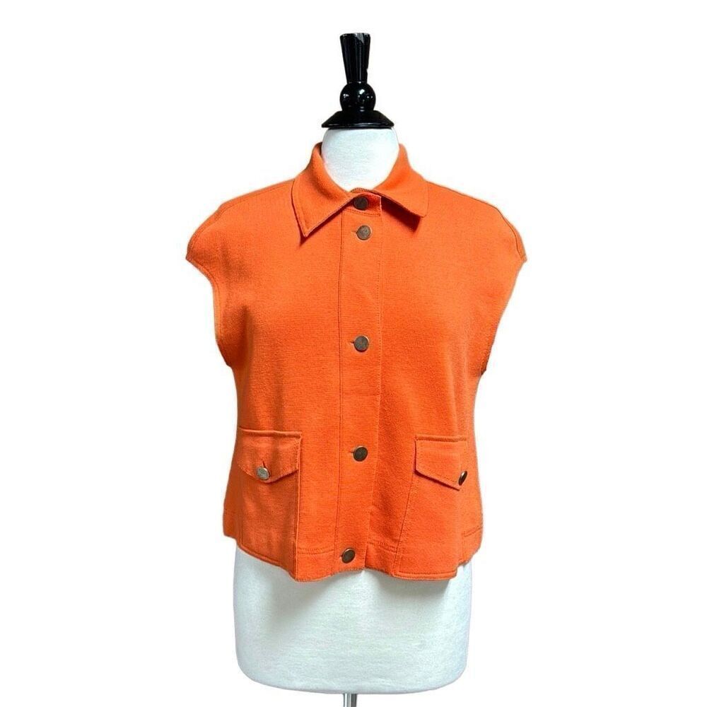 AKRIS Punto Cayenne Wool Short Sleeve Cardigan Sweater Size 4 NEW